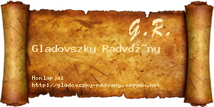 Gladovszky Radvány névjegykártya